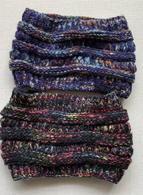 欧美混色针织毛线宽边护耳发带女秋冬外出保暖露马头带帽子发箍潮