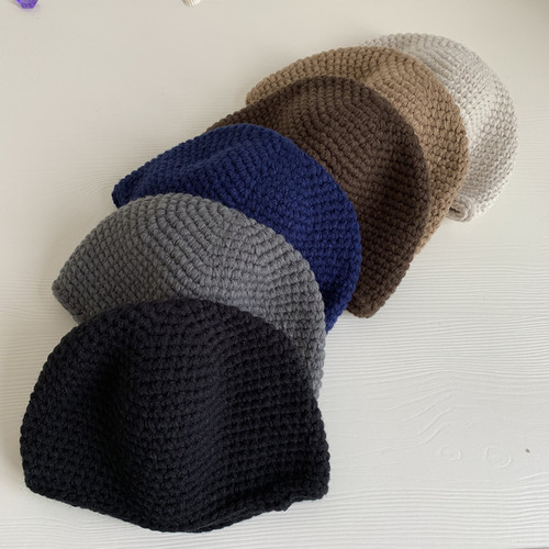 针织短款毛线帽瓜皮帽和尚居士帽