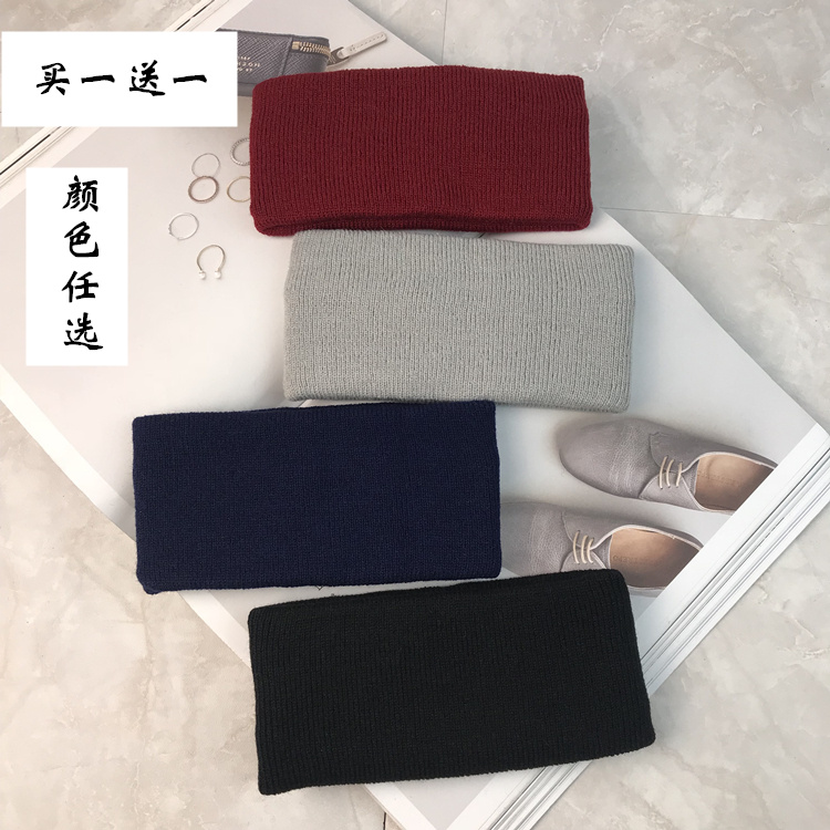 韩版运动针织毛线纯色弹力宽边束发头套男发带头带女士洗脸发饰