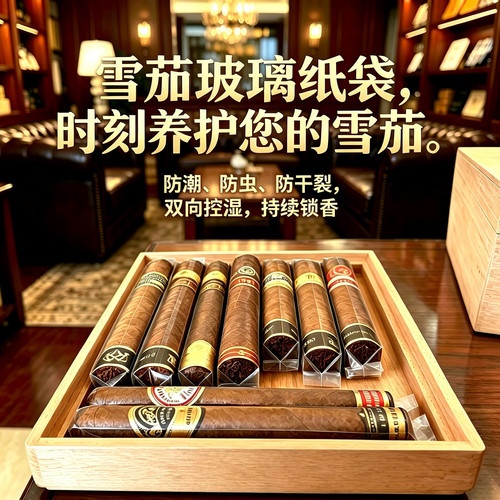 50支装雪茄玻璃纸袋＋可移封口贴