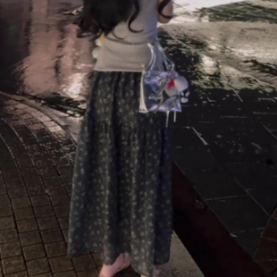 大摆伞裙 法式 复古碎花半身裙女夏季 2025新款 高腰显瘦a字裙中长款