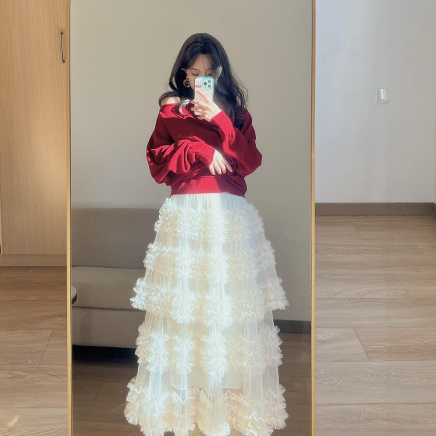 韩系重工花朵针织毛衣木耳边网纱蛋糕半身裙女2025秋冬时尚套装潮,女装/女士精品,半身裙,淘宝优惠券,粉丝福利购,淘宝优惠卷