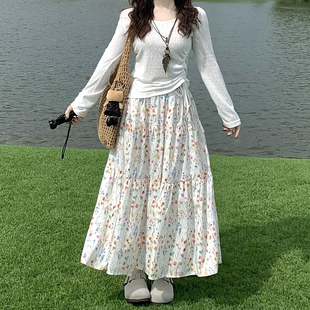 夏季 雪纺碎花蛋糕裙女2025新款 高腰显瘦a字伞裙温柔风蓬蓬半身裙