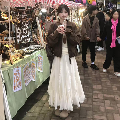 长裙不规则A字荷叶边半身裙