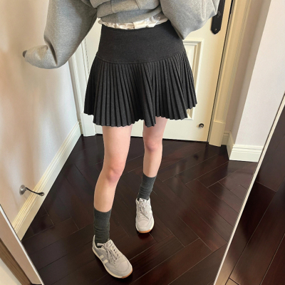 短裙百褶裙A字毛呢半身裙
