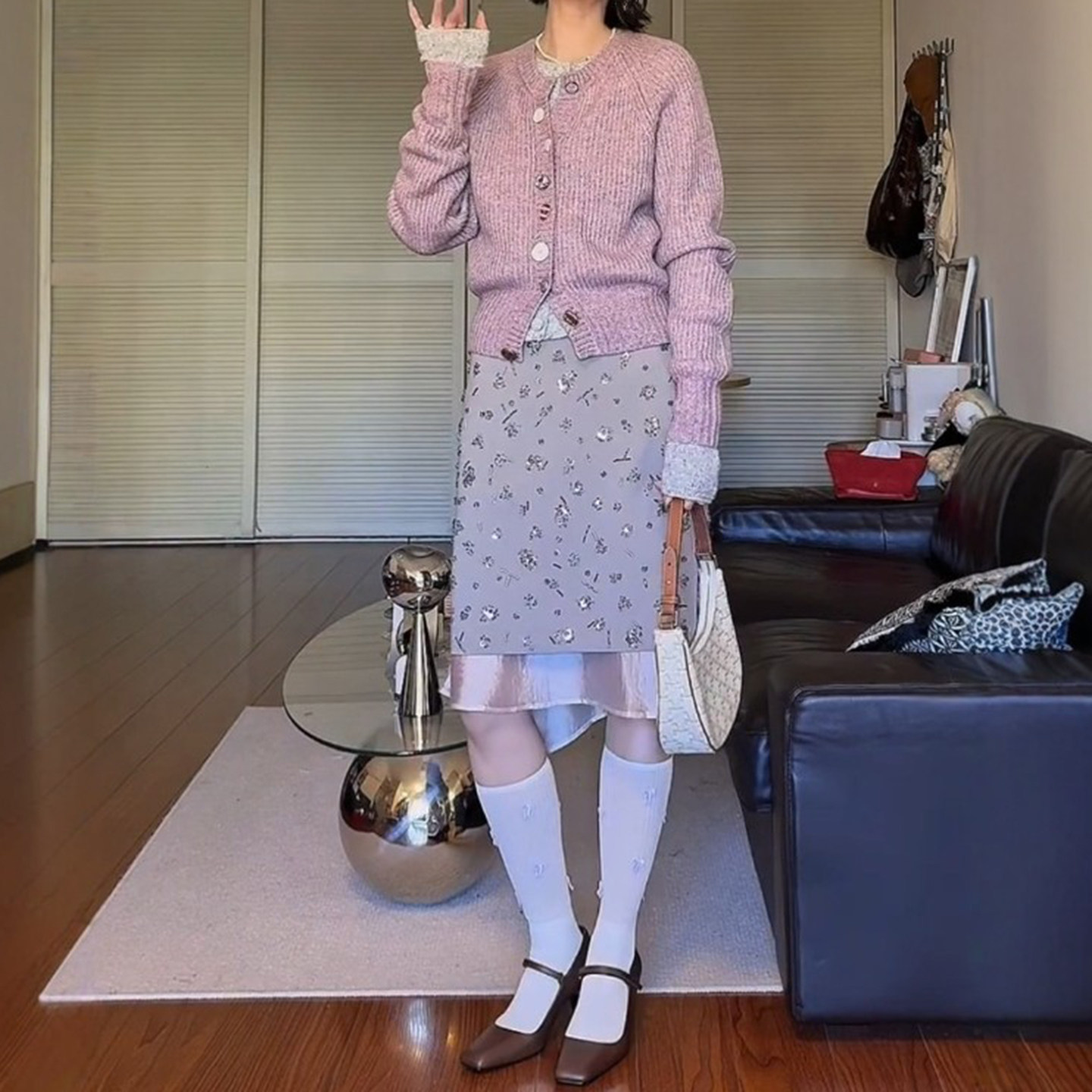 高级感时尚重工钉珠绣花半身裙女2026春季新款高腰显瘦减龄中长裙