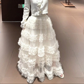 杏色高端网纱半身裙女秋冬季 2025新款 高腰遮胯层层蛋糕裙a字长裙