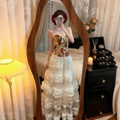 长裙蛋糕裙A字网纱半身裙