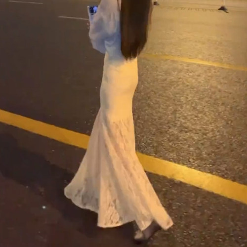 长裙鱼尾裙A字蕾丝半身裙