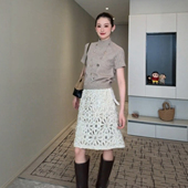 法式 高腰蕾丝包臀半身裙女2026新款 重工镂空提花直筒裙显瘦中长裙