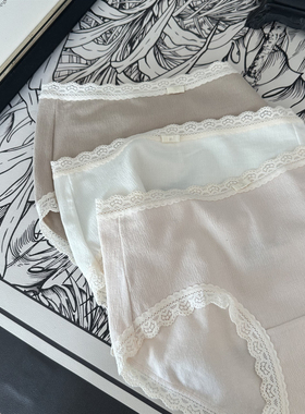 不晚工作室 温柔森系棉花边5A抑菌A类棉中腰女士内裤莫兰迪