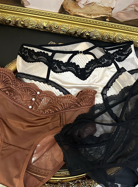 蕾丝合集 性感辣妹心机交叉绑带蕾丝内裤女镂空花边网纱三角裤
