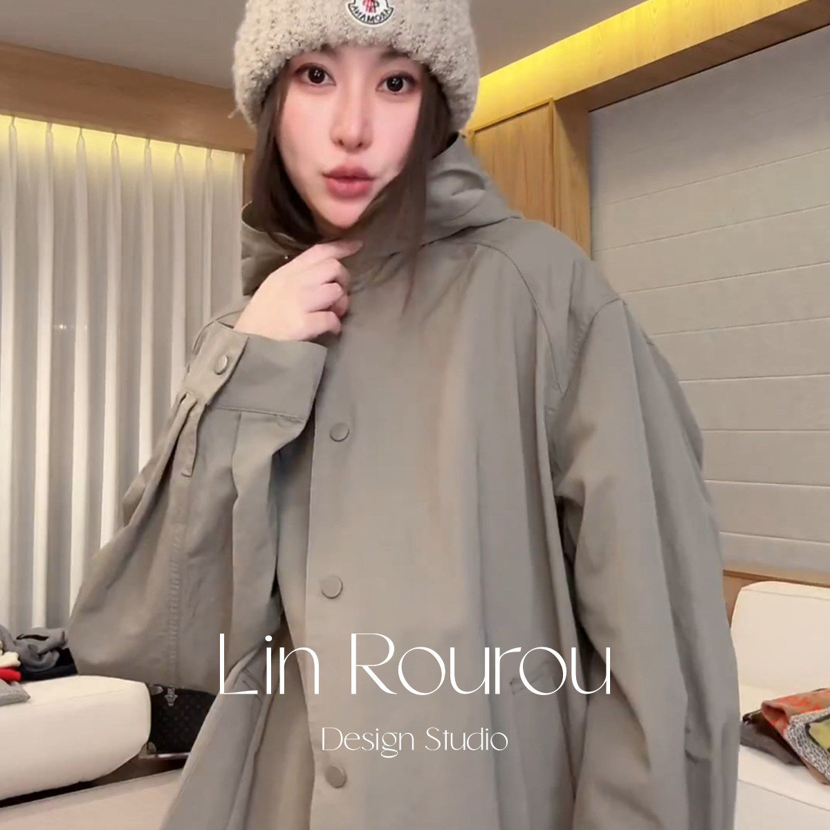 林肉肉【A摆连帽短外套】韩版简约百搭中长款连帽长袖宽松外套女,女装/女士精品,短外套,淘宝优惠券,粉丝福利购,淘宝优惠卷