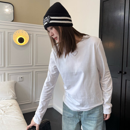 林肉肉【小三角休闲长袖】2025秋季新品打底衫长袖女纯棉T恤上衣