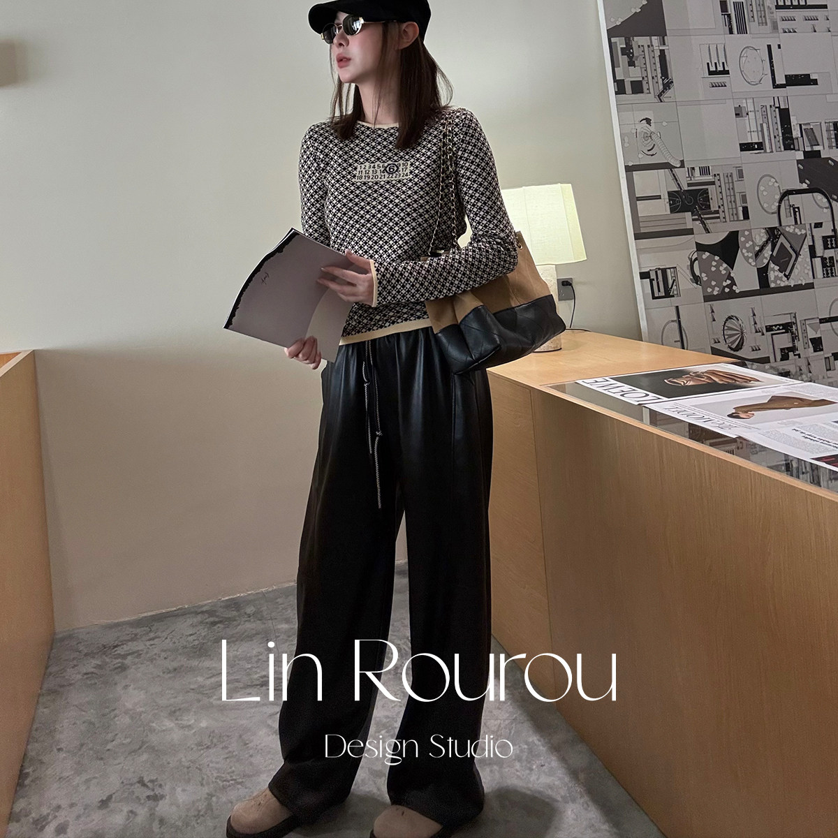 林肉肉【阔腿垂感皮裤】时髦经典阔腿裤女2025秋冬新款显瘦皮裤,女装/女士精品,皮裤,淘宝优惠券,粉丝福利购,淘宝优惠卷