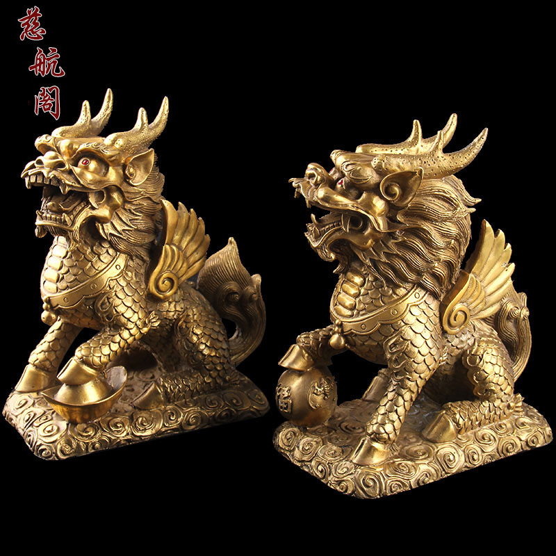 一对卧室门口家居客厅麒麟摆件