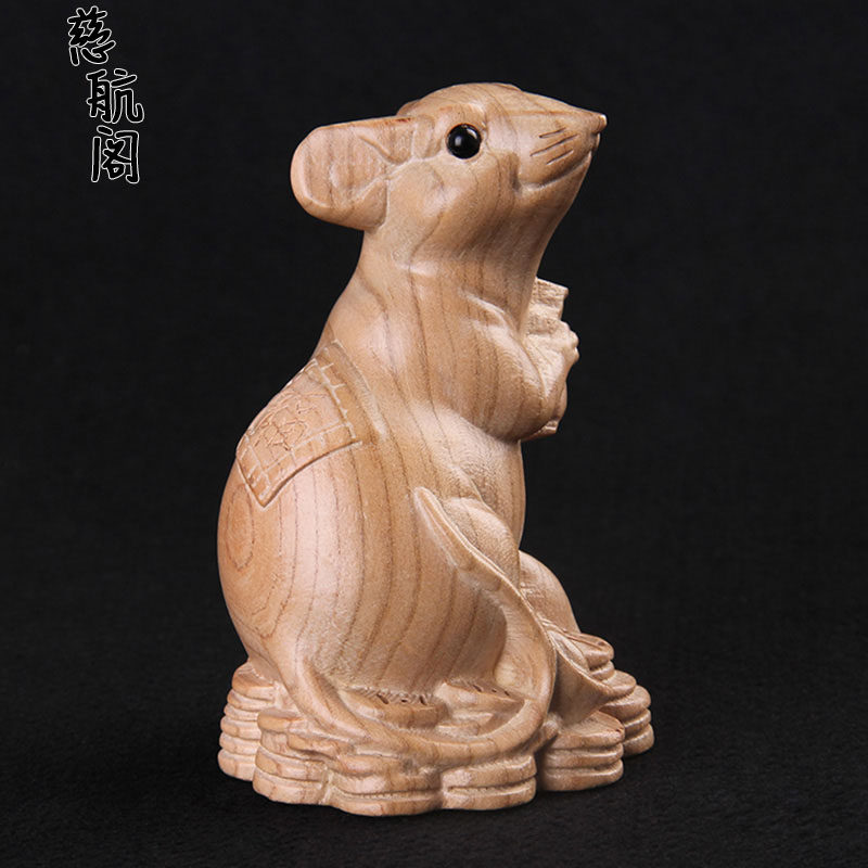 桃木鼠摆件十二生肖鼠木雕木鼠汽车摆件手工环保无漆,家居饰品,木雕,淘宝优惠券,粉丝福利购,淘宝优惠卷