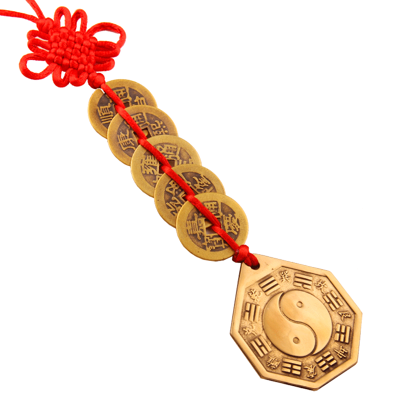 八卦镜真品挂件五帝钱