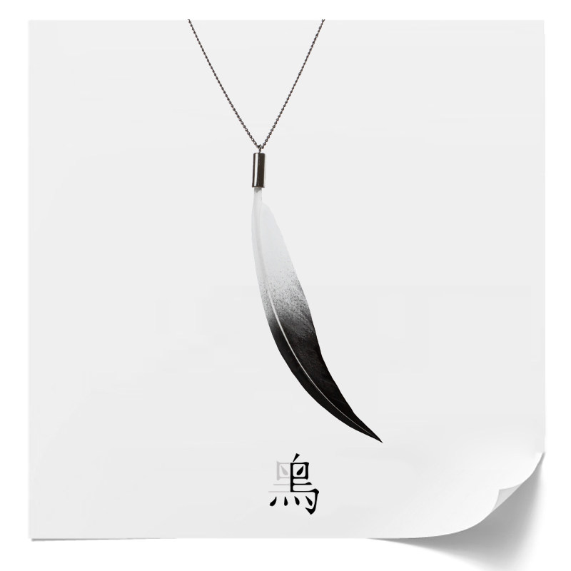 羽毛男狼牙项链学生简约文艺潮毛衣女时尚长款大气简单气质欧美