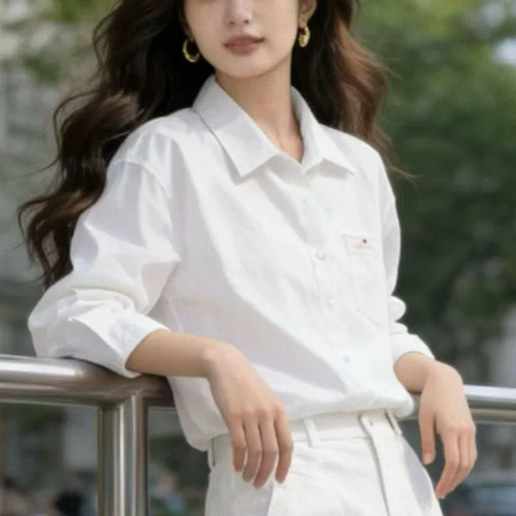 高档棉衬衣女春夏季显瘦长袖小个子衬衫短款外套女气质上衣糖果色