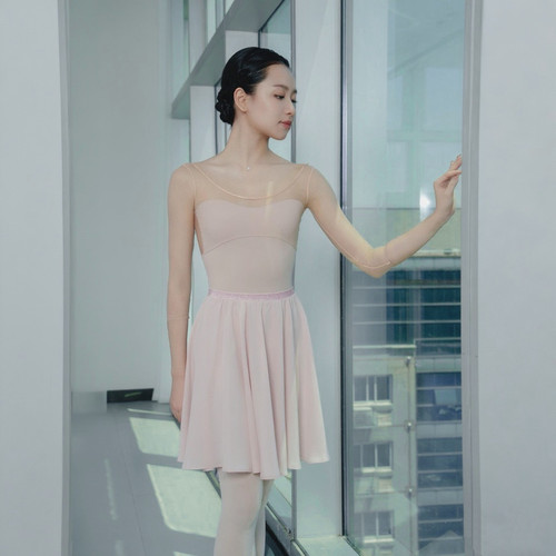 Ruisky 沙漠玫瑰 云雾纱天鹅臂芭蕾体服现代舞花样滑冰裸感连体服