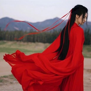 爆款红色魏晋古风武侠古装汉服女冬中国风舞蹈演出服套装仙气男装