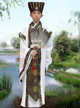 儿童诸葛亮服装古装汉服男童三国演义曹操刘备关羽张飞鲁肃演出服
