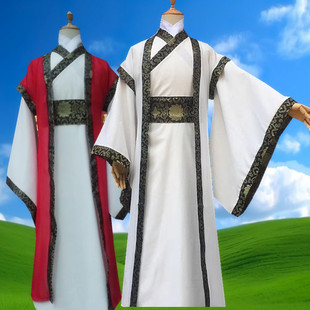 原创古装成人汉服男青年帅气公子魏晋风古代书生侠客李白屈原服装