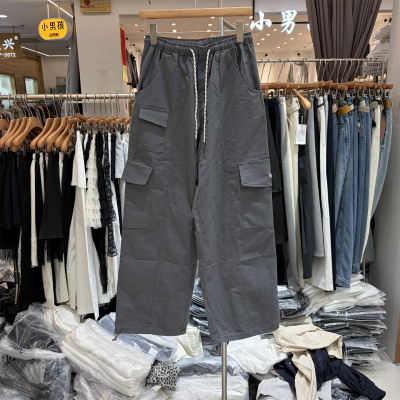 ZUOWOOON8655正品春季韩系松紧高腰抽绳宽松百搭休闲工装阔腿裤女