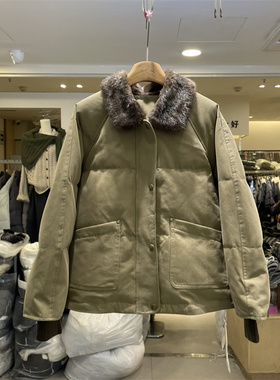 BU&FAN布凡正版冬季韩版宽松百搭毛毛领90白鸭绒休闲羽绒服外套女