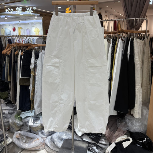 题町57129韩系薄款速干裤女夏季防晒裤子宽松长裤抽绳阔腿工装裤