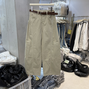 T-PLATFORM68057正品春韩系高腰工装香蕉裤宽松显瘦休闲阔腿裤女