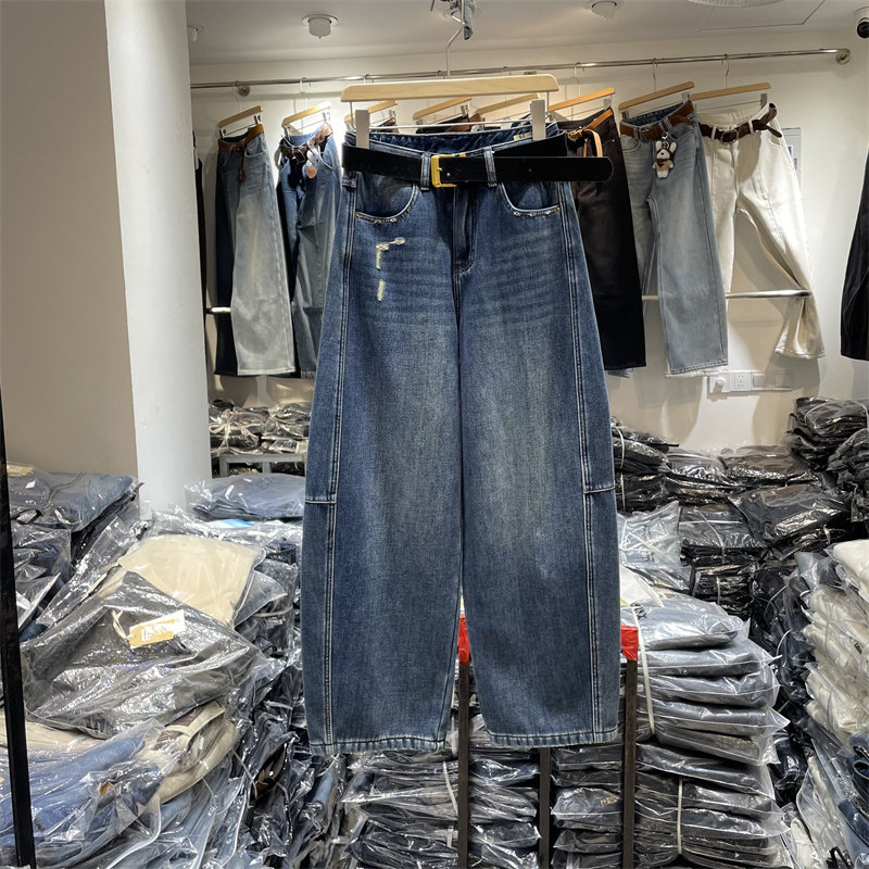 欧货73027正版冬季韩版高腰宽松显瘦磨破设计复合绒弯刀牛仔裤女,女装/女士精品,牛仔裤,淘宝优惠券,粉丝福利购,淘宝优惠卷