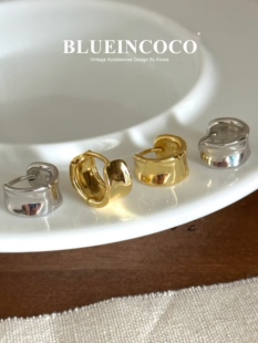 纯银925小众设计素圈耳圈复古气质ins简约高级感耳环女冷淡风耳扣