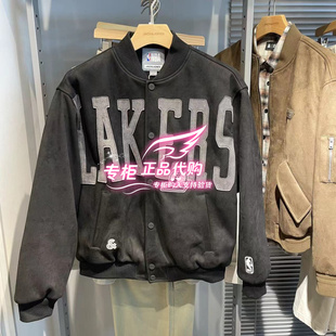 杰克琼斯NBA联名湖人队冬新款字母棒球领运动羽绒服外套224423044