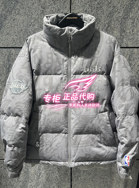 杰克琼斯NBA联名湖人队男装冬季立领运动风羽绒服外套 225412014
