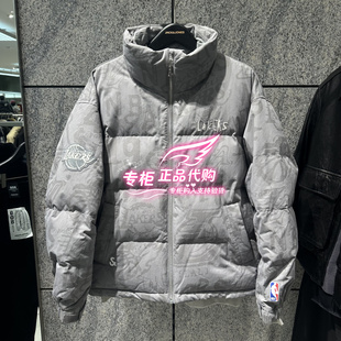 杰克琼斯NBA联名湖人队男装冬季立领运动风羽绒服外套 225412014