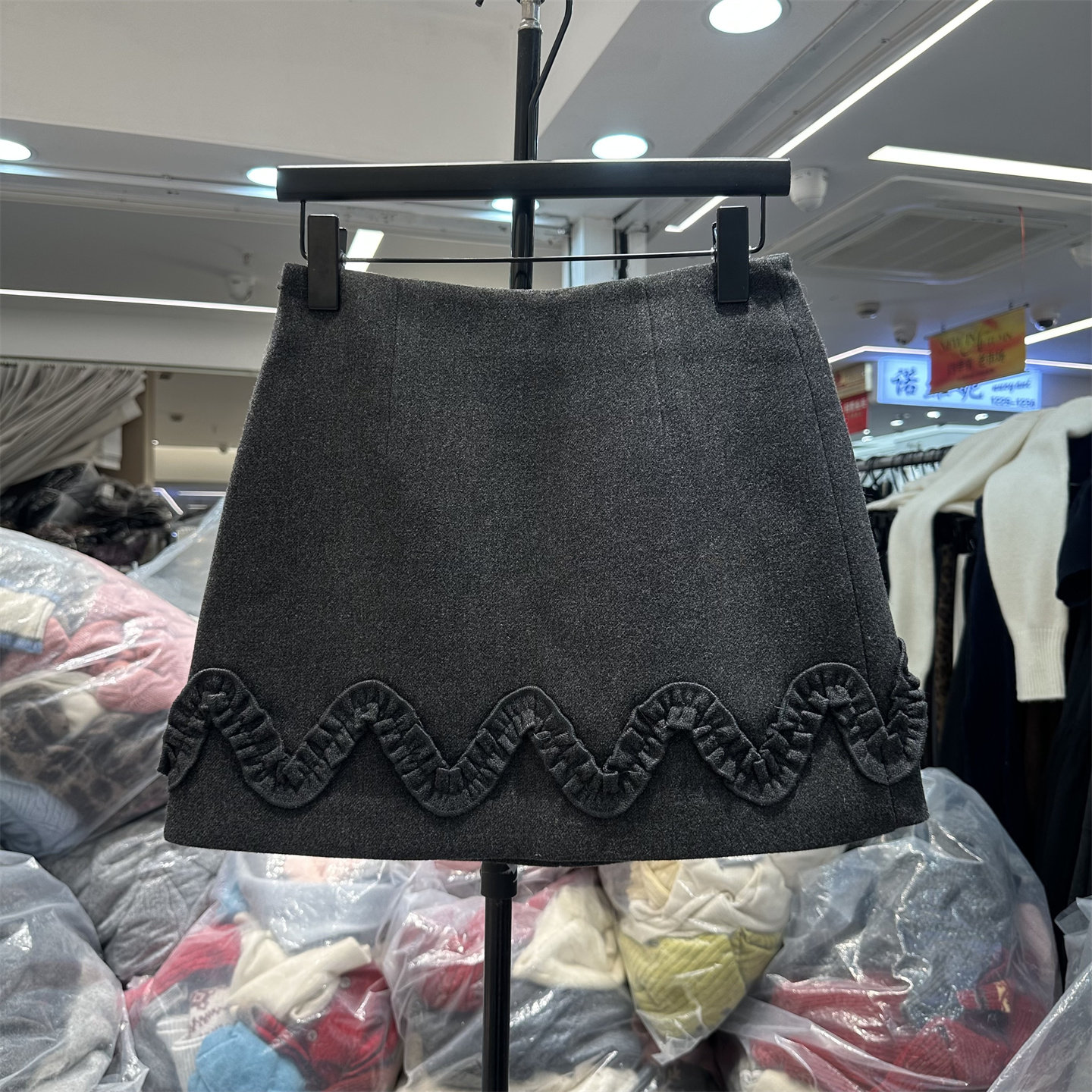 欧货25秋冬新款高腰显瘦防走光花边a字包臀短裙休闲毛呢半身裙女,女装/女士精品,半身裙,淘宝优惠券,粉丝福利购,淘宝优惠卷