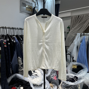 宽松显瘦纯色羊毛针织打底衫 韩系秋季 V领长袖 MONT新款 女上衣 MILD