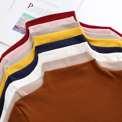 半高领长袖打底衫女秋季T恤2018新品上衣小衫修身显瘦