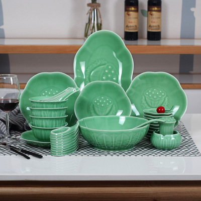 龙泉青瓷餐具碗陶瓷米饭碗盘子