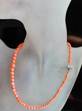 西洋古董珠宝首饰海外进口二手回流红红火火粉红色宝石项链