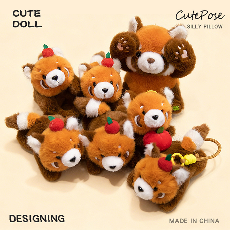 可爱小熊猫拉绳公仔挂件玩偶站肩浣熊啪啪圈发箍动物园礼物批发