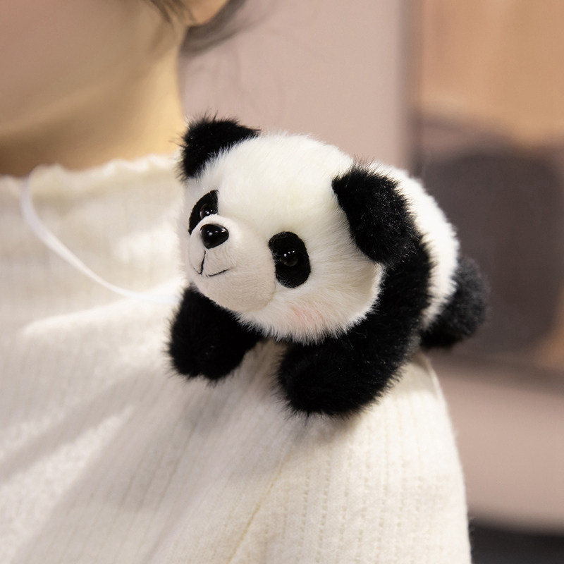 熊猫系列毛绒公仔啪啪圈发箍胸针抽拉挂件站肩玩偶动物园同款