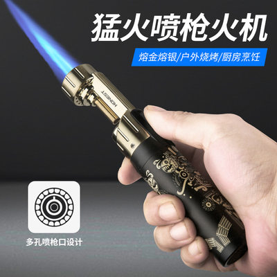 百诚新款金属防风喷枪充气打火机户外高温蓝焰耐用点火器烟具批发