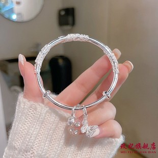 香港正生正品繁华似锦绕花丝蝴蝶纯银手镯纯银9999小众轻奢百搭送