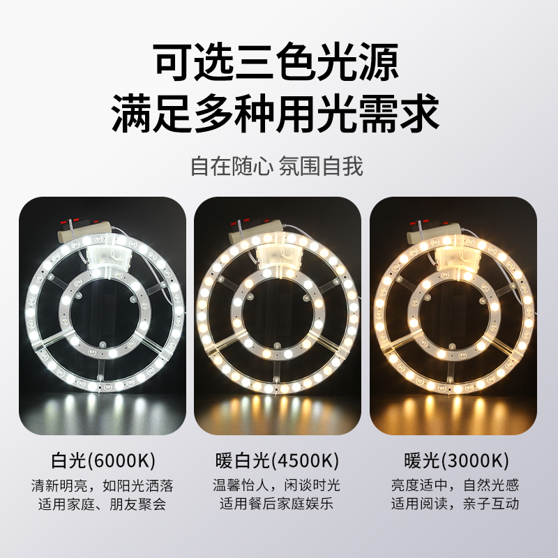 客厅改造灯板节能灯泡灯led吸顶灯灯芯替换磁吸灯条灯盘灯管