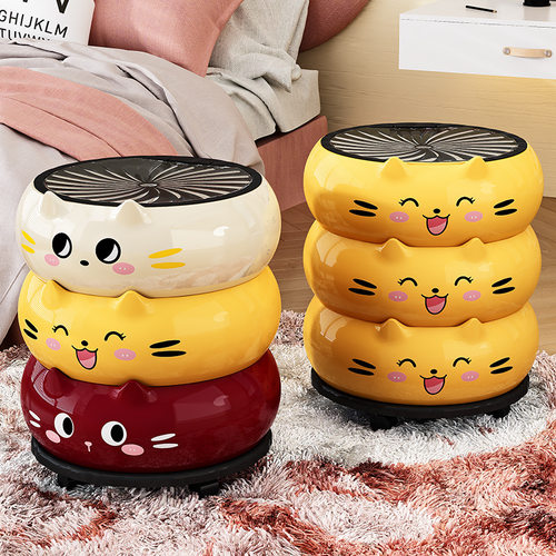 卡通猫咪带轮垃圾桶家用双桶