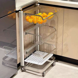 厨房蔬菜水果收纳篮304不锈钢置物架卫生间落地多层可调节层高