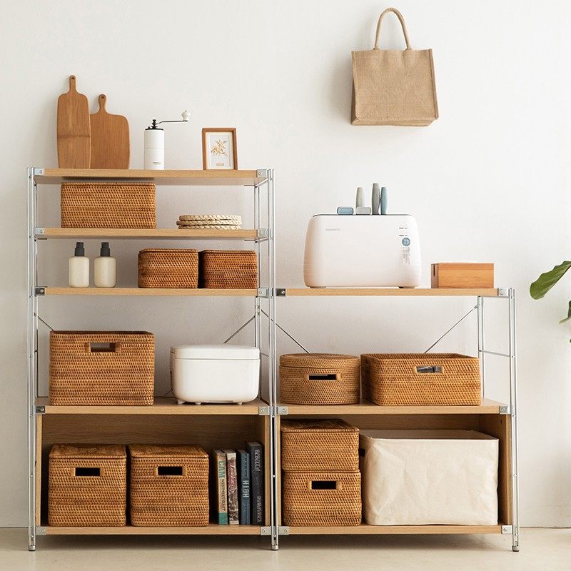 置物架藤编收纳筐无印系列收纳架厨房微波电饭煲餐边柜实木多层板,厨房/烹饪用具,厨房置物架/置物柜/角架,淘宝优惠券,粉丝福利购,淘宝优惠卷